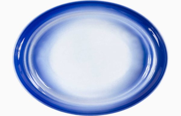 Plat ovale Nacre Aigue-Marine 38 × 28 cm